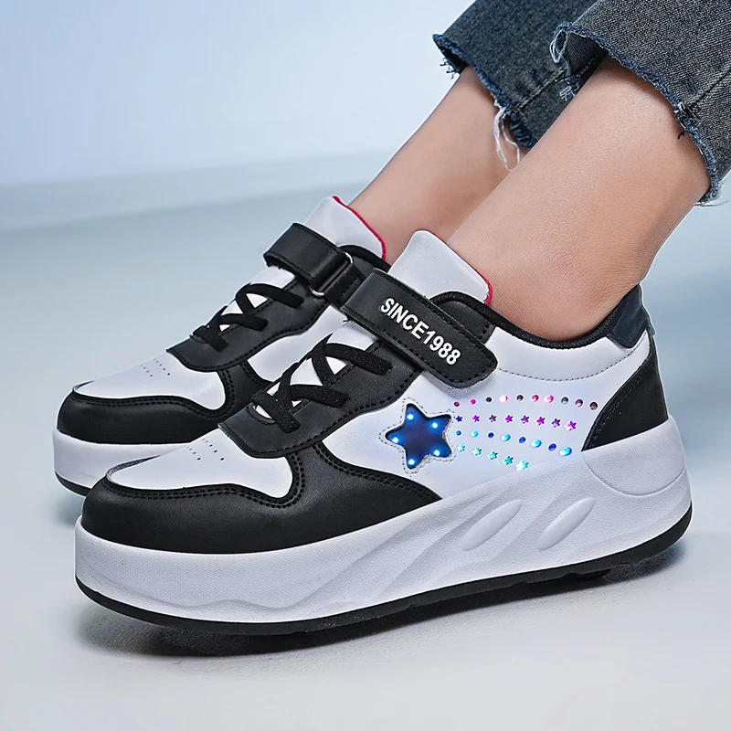 

Кроссовки на двух колесах для мальчиков Cool Roller (2025 новых): универсальные туфли на колесиках, роликовые коньки для девочек для студентов