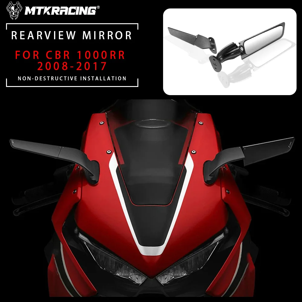 

For HONDA CBR 1000RR 2008-2017 Motorcycle Wing Mirrors Adjustable Rotating Rearview Side Mirror