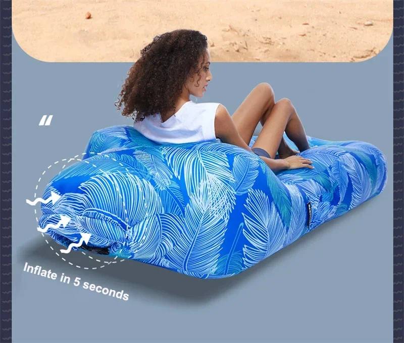 Aufblasbares Schlafsofa zum Schlafen, Doppelmatratze, ultraleichte Sitze, Luft-Selbststausfall-Ausflüge, Bett, Campingzubehör, Widesea-Kissen – Detail 8