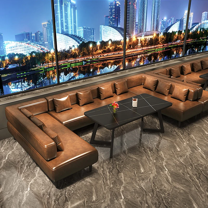 #Industrial Simple Commercial Bar Nightclub Customized U L Shape Leather Sofa Couch Cocktail Bistro Pub Lounge Booth Seating Set