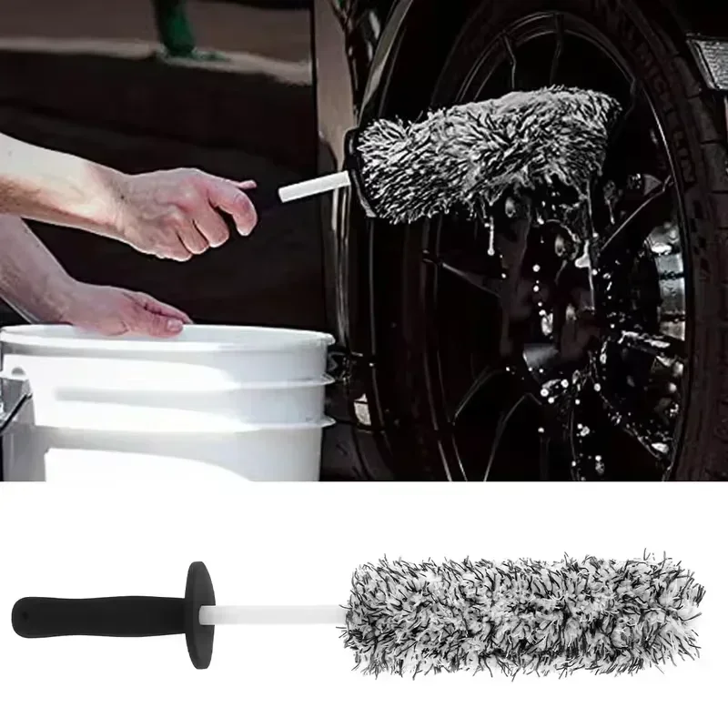 Car Wash Super Brush Microfiber Premium Wheels Brush Non-Slip Handle Easy To Cleaning Rims Spokes Wheel Barrel Car Accessories