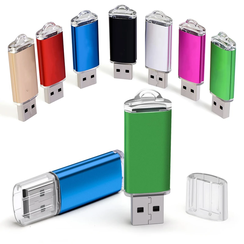 Aangepaste lasergravure LOGO Kleur metalen clip USB3.0 Flash Drive 65 stuks 32 GB
