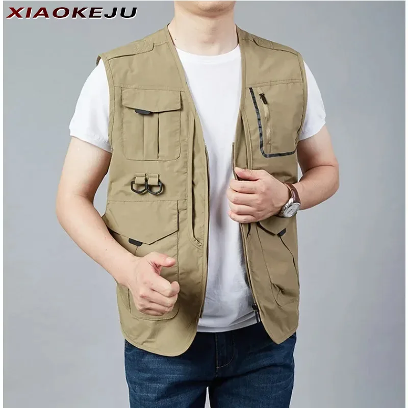 Motorcyclist Men Jackets Hunting MAN Vest Denim Luxury Lightweight Men's Clothing Waterproof Leather Vests Windbreaker Tactical