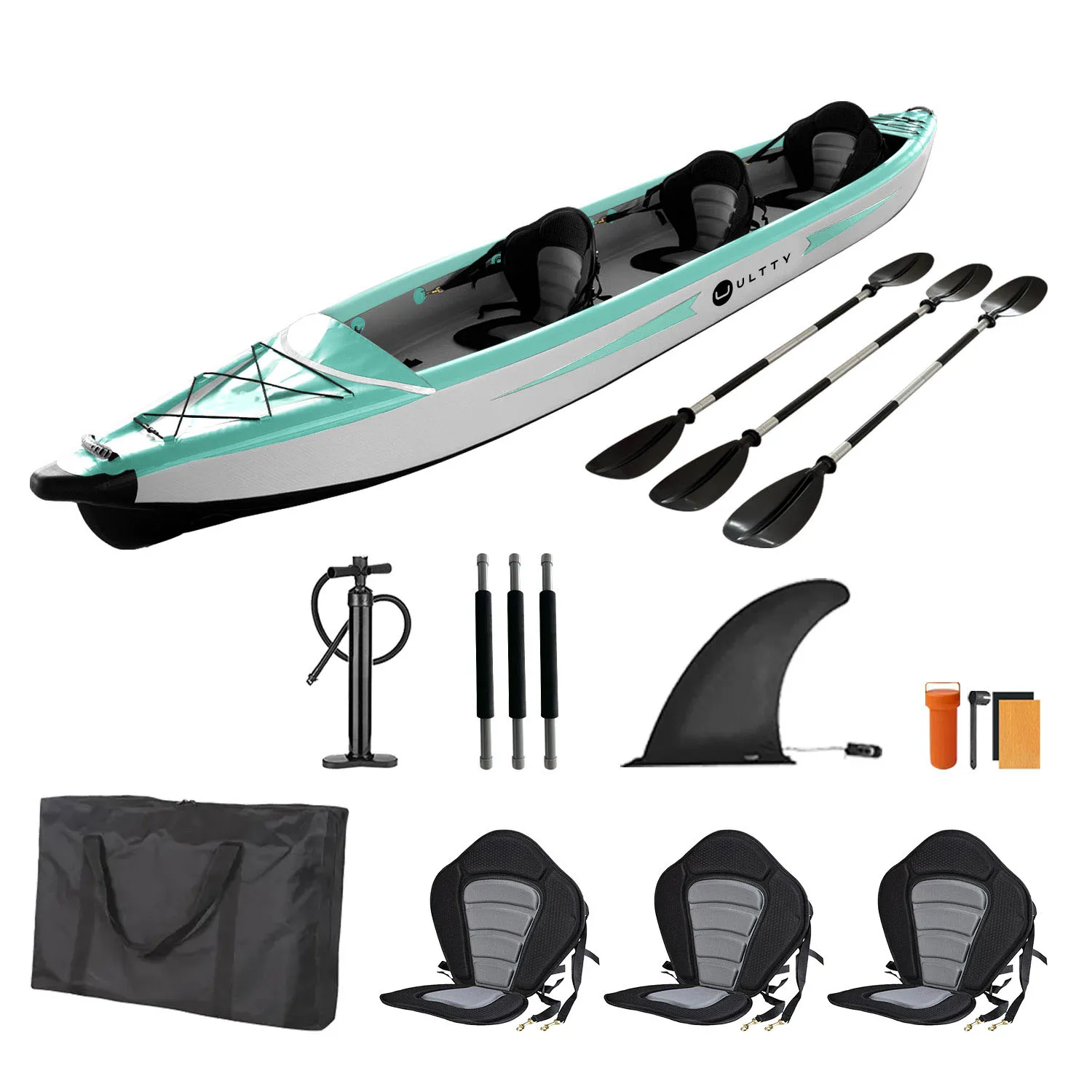 

ULTTY Solo Folding 2 Person Fishing Canoe Inflatable Boat Kayak Paddle