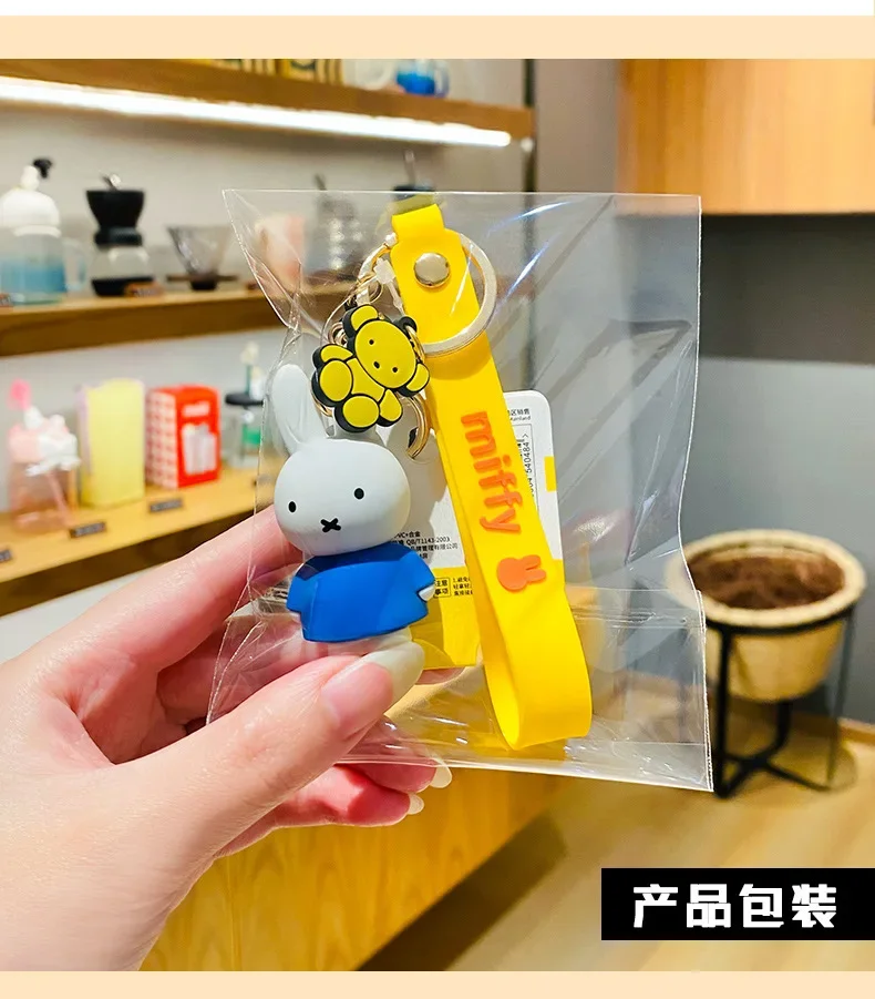 Kawaii Miffy dibujos animados lindo muñeco de arroz creativo coche llavero mochila colgante regalos de navidad