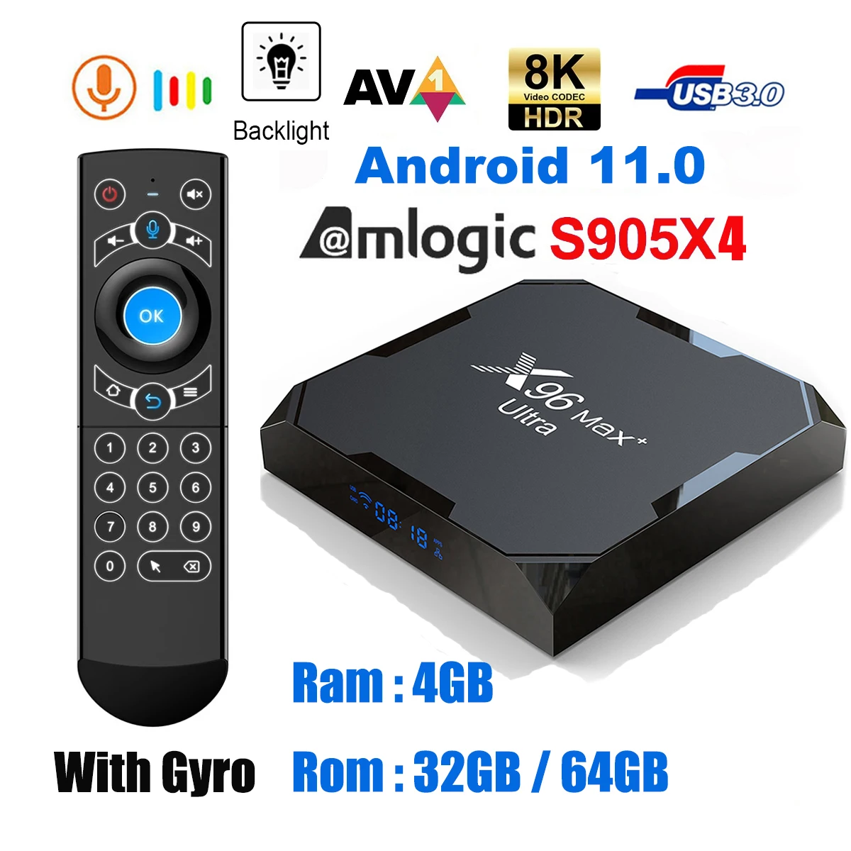 

TV Box Android 11 X96 Max Plus X4 Amlogic S905X4 Smart 4G 64G 2G16G 2.4G 5G Wifi Media Player AV1 TVBOX 8K Set top box