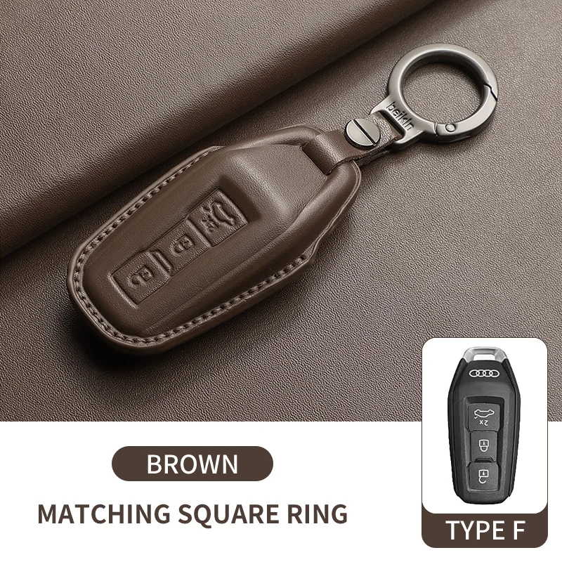 Car Accessories Leather Key Case Cover Holder Chain For Audi A5 Audi A5 A6L 2025 Interior Decorations Styling Key Protective