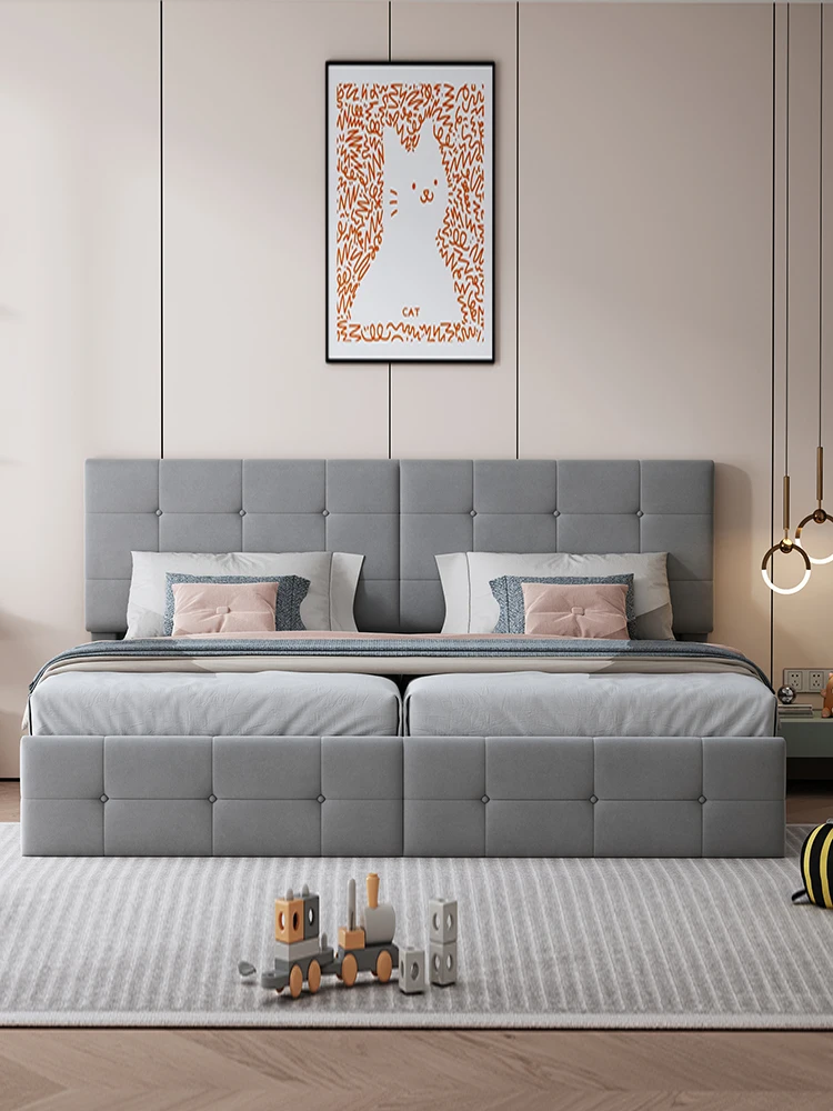 KOMHTOM Multifunktionales Polsterbett Doppelbett 180x200 cm aus hautfreundlichem Samtstoff mit hydraulischem Stauraum