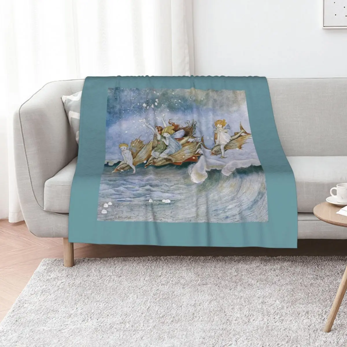 “Flying Fish Riders” by Ida Rentoul Outhwaite Throw Blanket Polar Shaggy Luxury Brand Warm christmas decoration Blankets