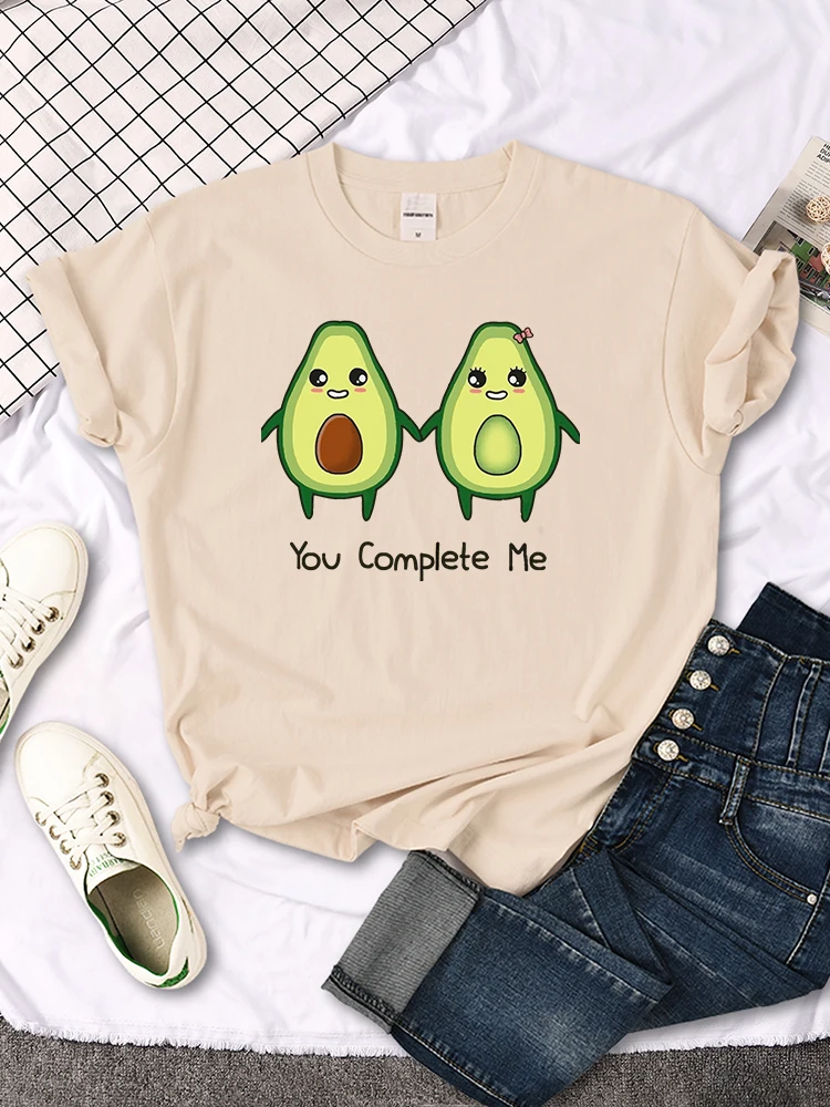 Avocado Friends Holding Hands Printed Woman T Shirt Spring Summer Tshirts Casual Home Top Breathable Fashion Womens T Shirts