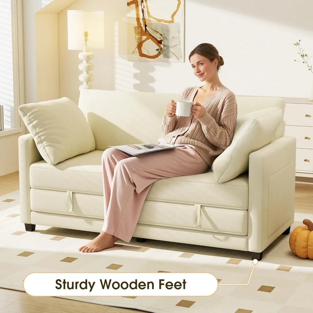 

65" convertible loveseat sofa bed, 2-in-1 folding sofa bed with 2 pillow for small spaces, modern loveseat sleeper couch