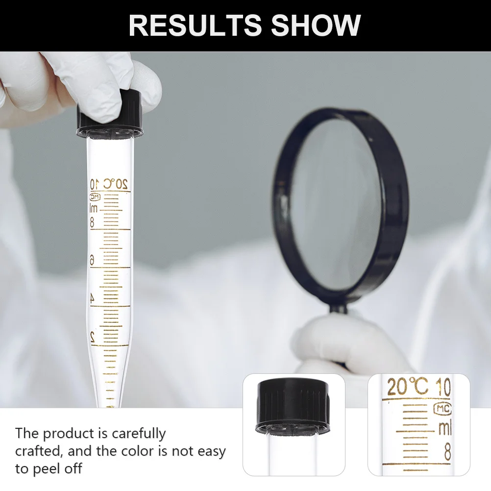 

4Pcs Laboratory Tube Spiral Graduated 10ml Test Tubes -Proof Cover Liquid Storage Glass Tube