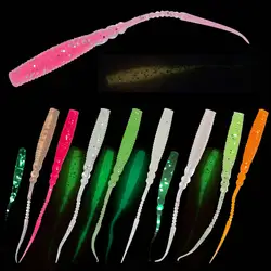 5.7cm 0.4g Pin Worm Ribs Slugs Ajing Soft Bait Dropshot Rock Fishing Soft Baits Shad Fly Carp UL Fishing Silicon Fishing