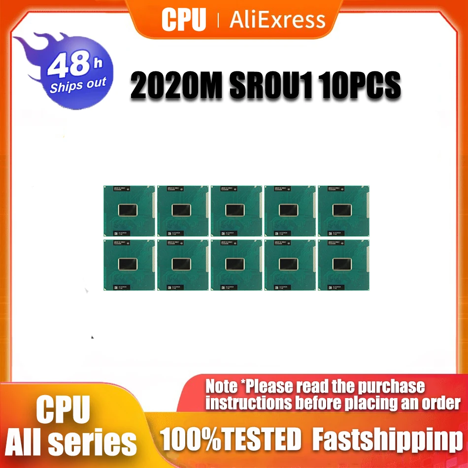 

10PCS 2020M Dual-Core Mobile cpu 2020M SR0U1 2.4GHz L3 2M Socket G2 / rPGA988B