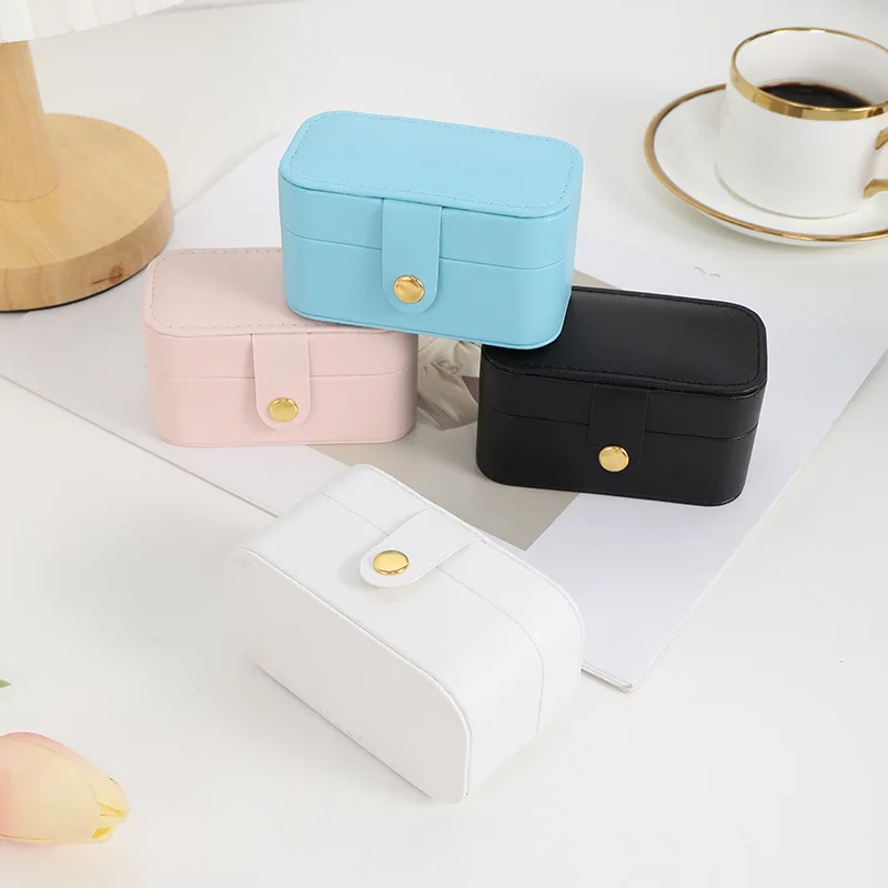 Mini Portable Jewelry Storage Organizer Travel PU Leather Storage Boxes Earring Necklace Display Ring Jewel Holder Boxes