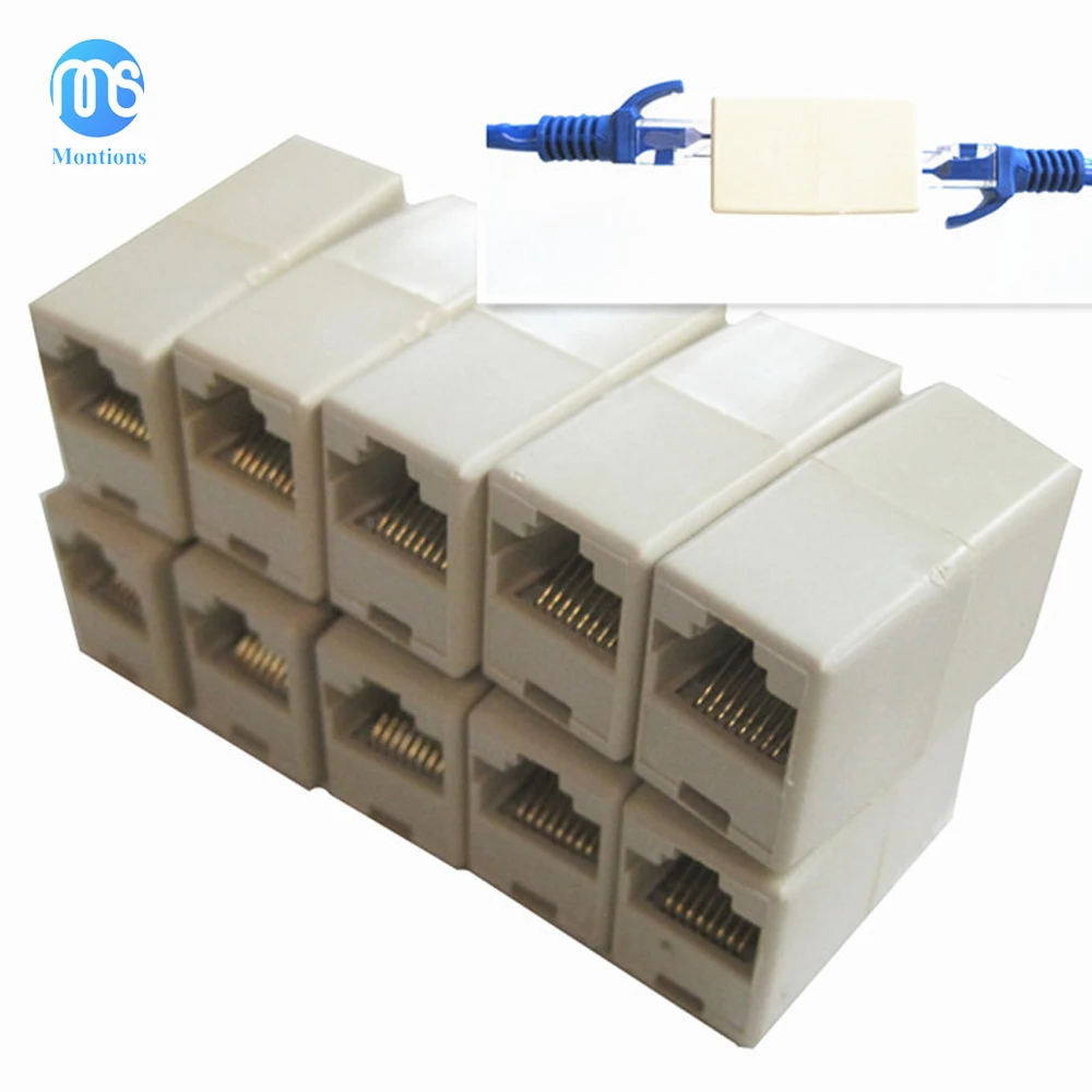 3/5/10PCS 8P8C Prise Connecteur RJ45 CAT5 Coupleur Connecteur Réseau LAN Câble Adaptateur D\'extension Outils Internet