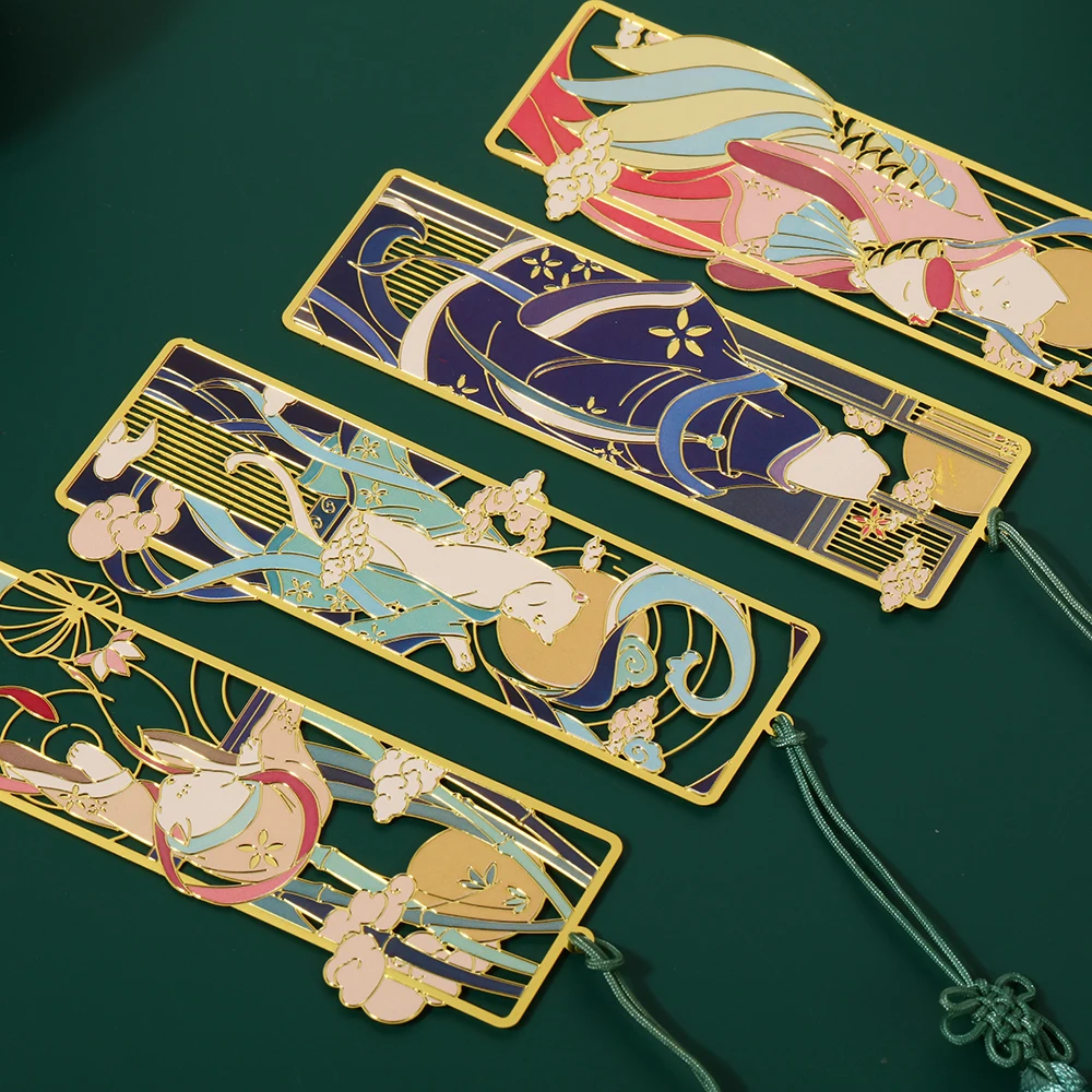 중국 스타일 금속 책갈피 술 펜던트 북 클립, 금속 페이지 마크, 학생 문구 선물, 학교 사무용품 2024