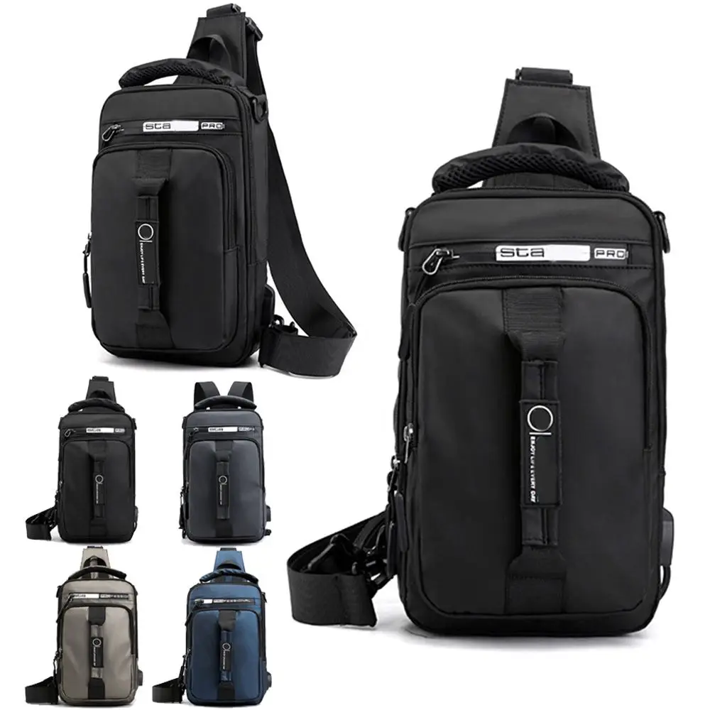

Men Storage Chest Bag Sling Crossbody Bags Anti-theft USB Port Shoulder Messenger Backpack