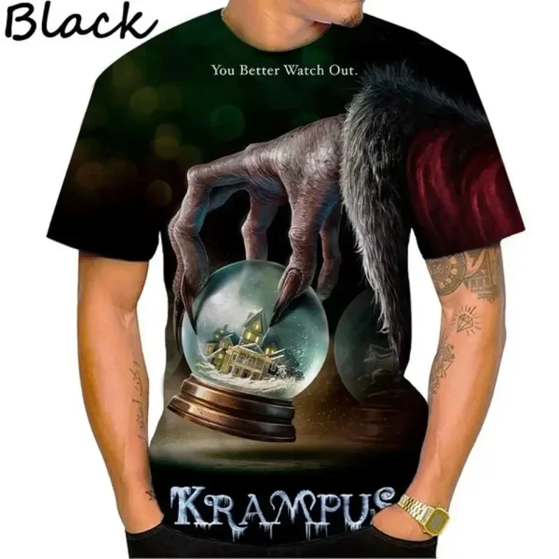 Summer New Christmas Monster Krampus T-Shirt German Folklore Krampus Christma Harajuku Style Unisex Casual Round Neck Tops Tees