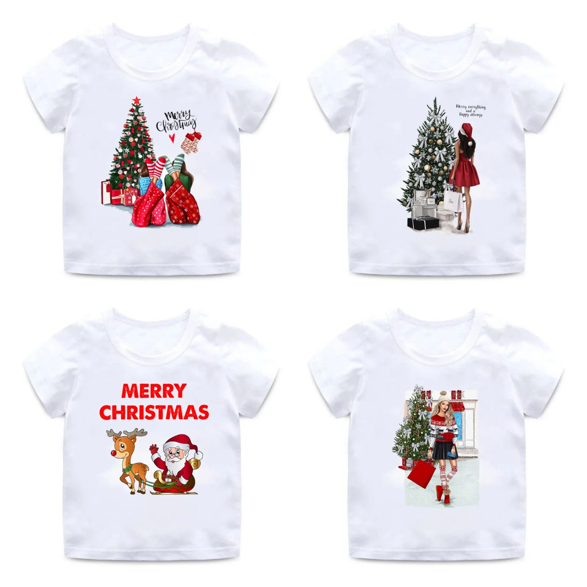 Christmas T Shirt  Europe and The United States Christmas Short-sleeved T-shirt Children Fashion Christmas Gift Tide Clothes