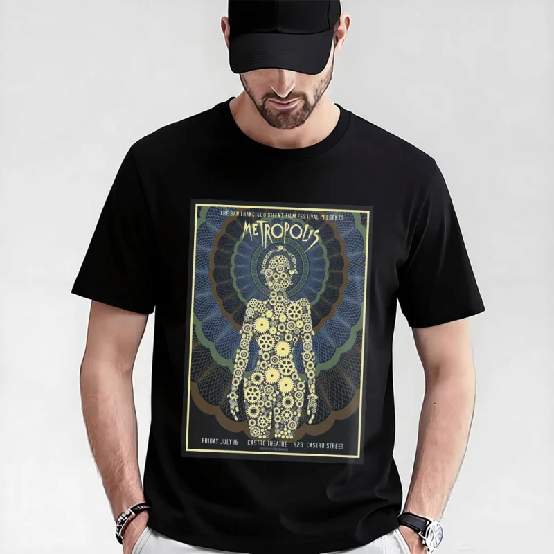 Fritz lang Germany Silent Movie Metropolis t shirt 0521 Cyberpunk Sci-fi Robot Graphic shirt Short Sleeve All size Tee S-6XL