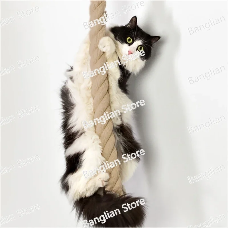 Cat Toys Pet Cat Scratchers Cat Tree Hard-wearing Thick Hemp Rope Kitten Scratching Climbing Toy and Wooden Jumping Platform