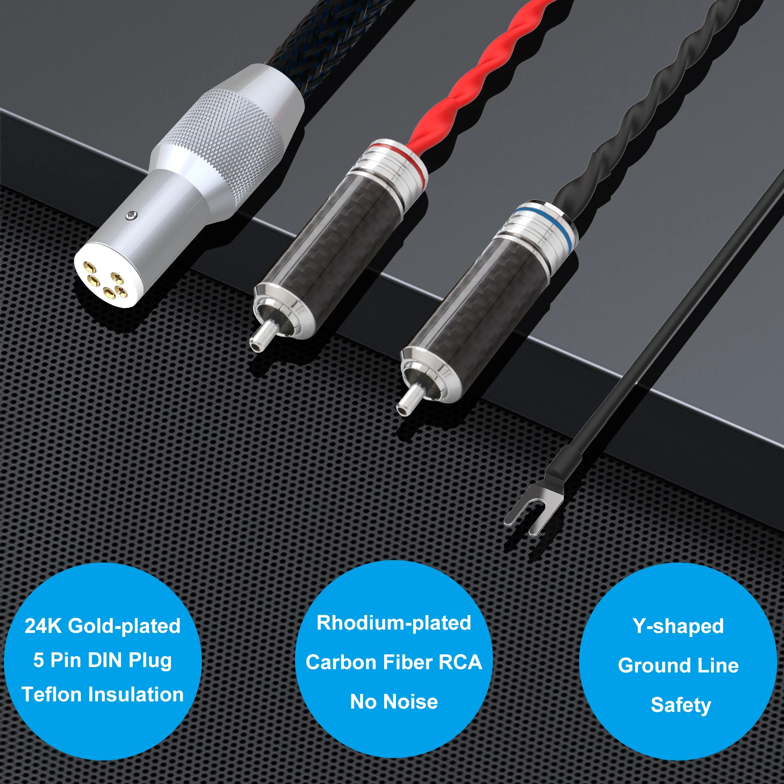 Cabo fono ofc banhado a prata hifi com conector macho rca banhado a ouro de 5 pinos din para ródio para fonógrafos de vinil lp