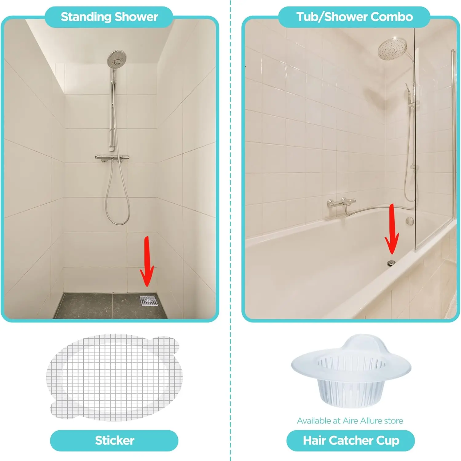 25 Pack Disposable Shower Drain Hair Catcher Mesh Peel Stick Strainers Prevent Clogs Waterproof Adhesive Covers Shower Bathtub view 2