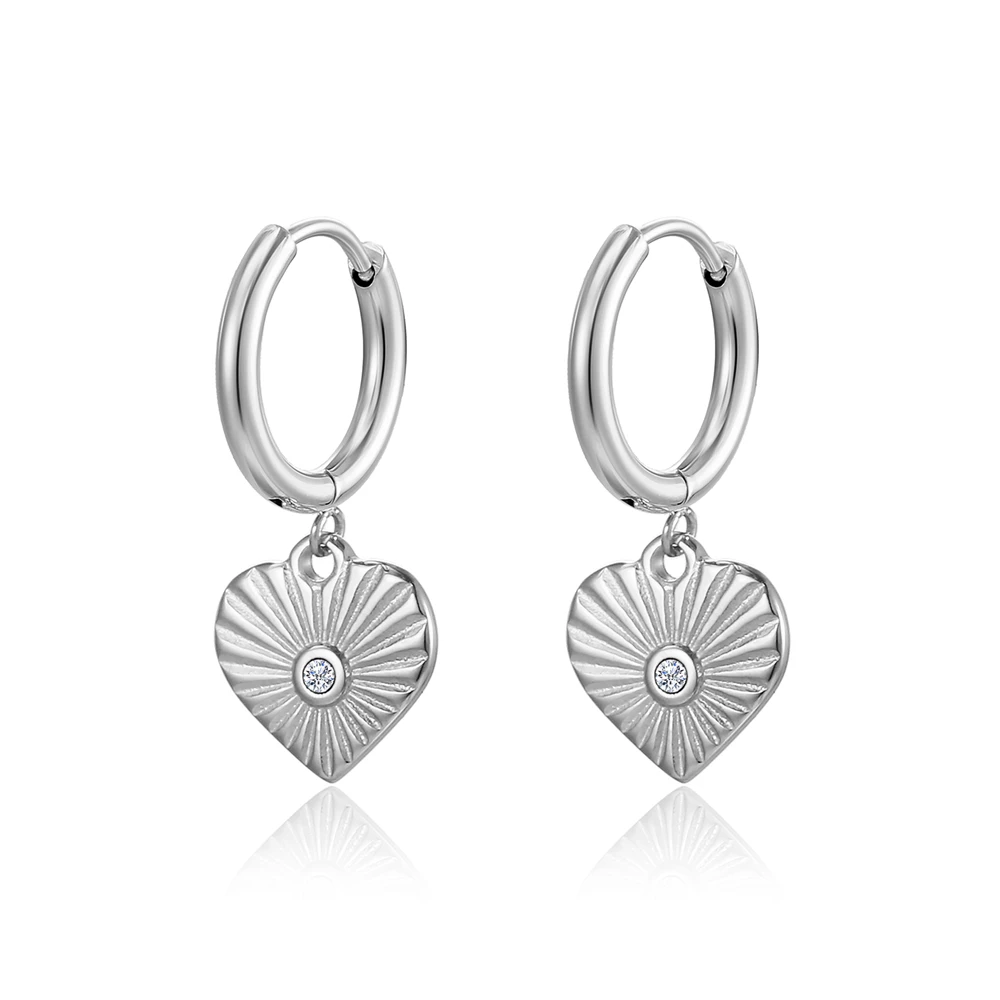 Stainless Steel Cricle Zircon Stone Women Love  Delicate Fashion Hoop Earring Jewelry For Ladies