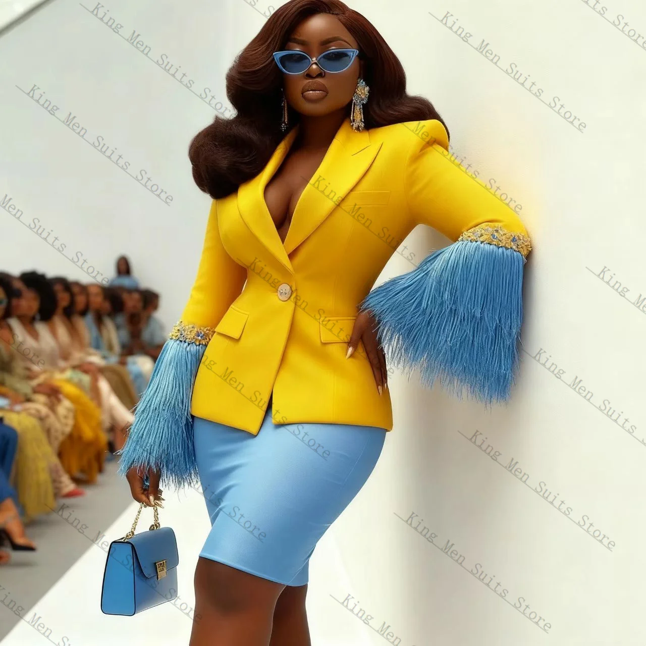 Luksusowy damski komplet z piórami, 2-częściowy: marynarka + krótka mini sukienka na studniówkę, bawełniany, szyty na miarę, formalny garnitur dla gościa weselnego, smoking, płaszcz, kurtka.