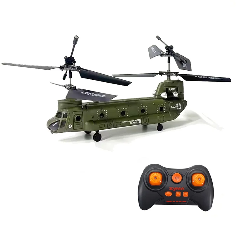 Controle Remoto Simulação Helicóptero Modelo, S026h Hélice Dupla Transporte Aeronaves, RC Helicópteros Brinquedos, Presente