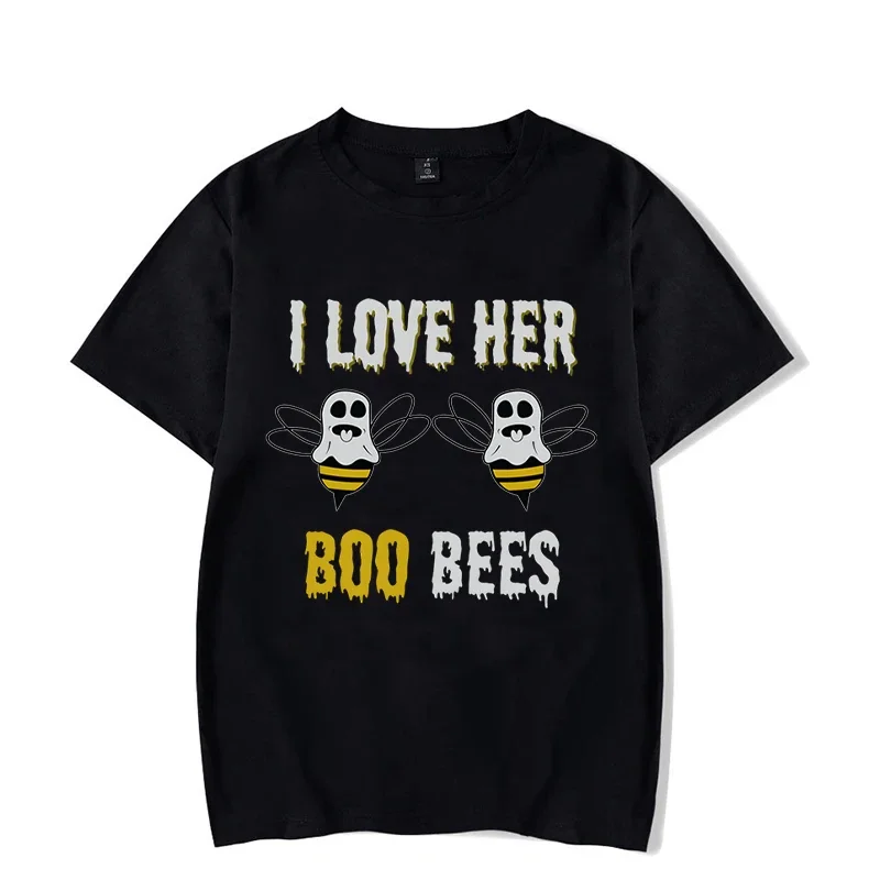 2023 Couple TShirt for Lovers I Love Her Boo Bees Graphic Women Men Shirt Couple Bee Short Sleeve Sweet Letter Harajuku Couple T