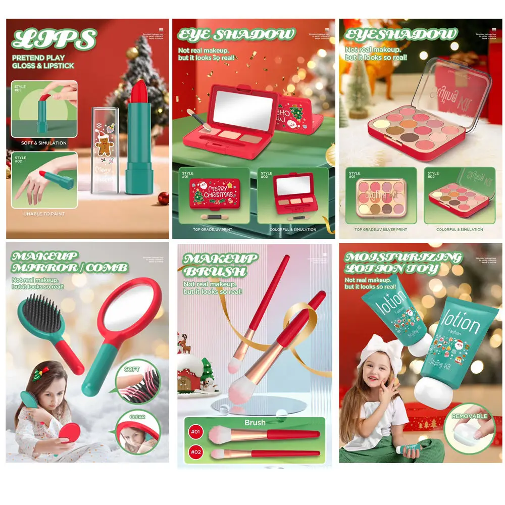 مجموعة مستحضرات التجميل لمحاكاة عيد الميلاد للأطفال، ألعاب مكياج تظاهرية للفتيات، محاكاة منزلية، ألعاب تعليمية للفتيات، لعبة ممتعة #2