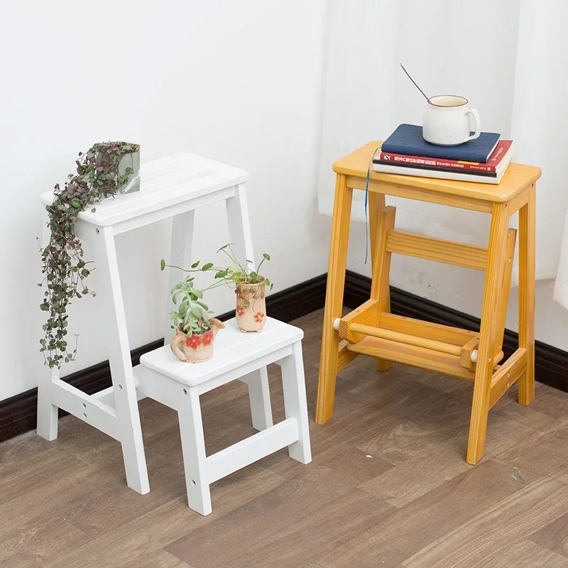 Solid wood folding step stool stair climbing two or three-step step bench household dual-purpose multifunctional creative small