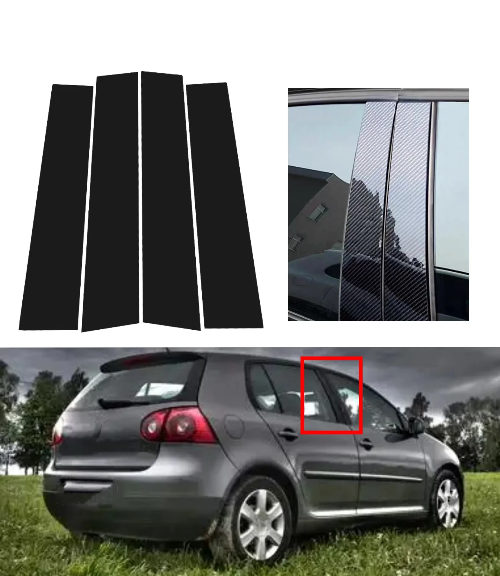 

6pcs Glossy Black Pillar Post Carbon Fiber For Volkswagen Golf 5 V MK5 2003-2009 2004 2005 Window Door Deal B CCover Sticker