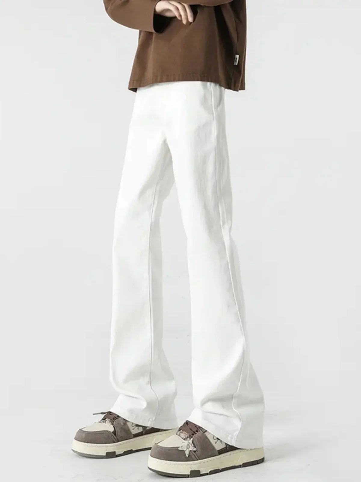 

Cleanfit White Jeans Men's Spring American Vibe Extended Length Tall Straight Micro Flared Pants Youth Trend Cotton Denim