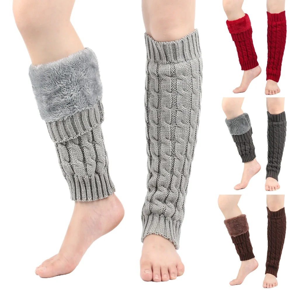 A Pair of Plush Sock Covers for Warm and Thick Leg Protection, Outdoor Cold Proof Foot and Leg Protection Covers