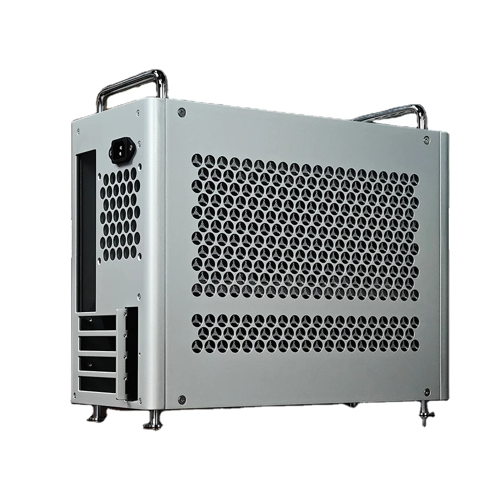 In‑Stock All‑Aluminum Mini‑ITX Computer Shell, Hard Drive Tray, Front USB Ports, Compact Gaming Empty Chassis