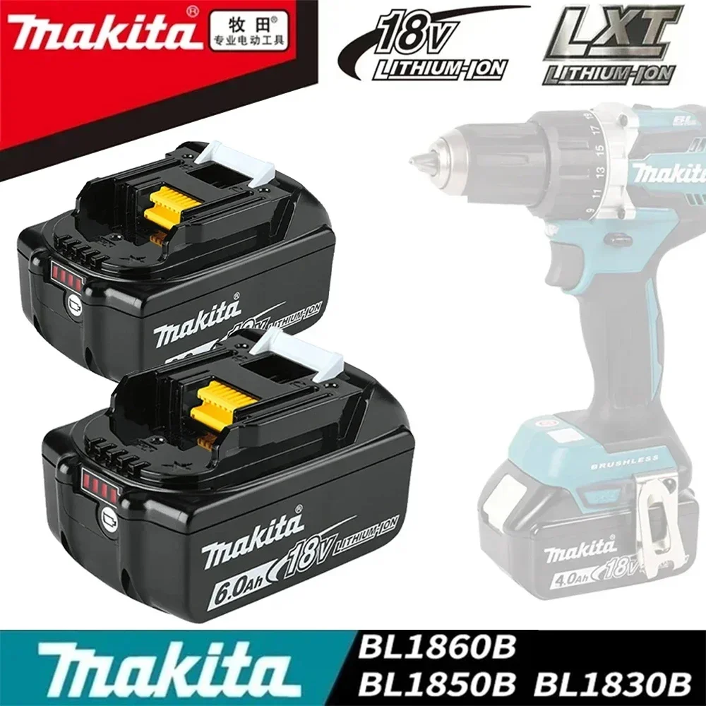 

Makita 18V Battery 6000mAh Rechargeable Power Tools Battery with LED Li-ion Replacement LXT BL1860B BL1860 BL1850+3A Charger