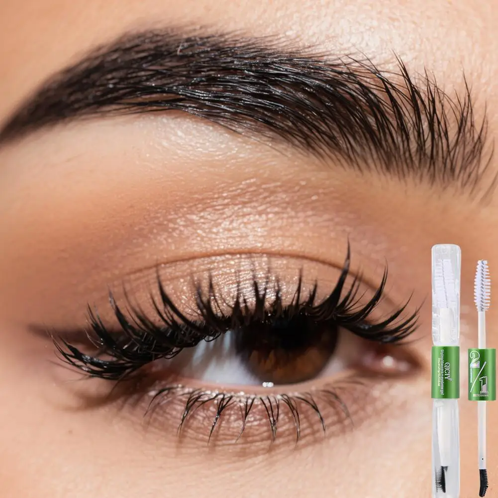 2-in-1 Doppia Testa Sopracciglio E Ciglia Gel Modellante Incolore Gel Trasparente Fisso Sopracciglio Mascara Impermeabile Selvaggio K9N6