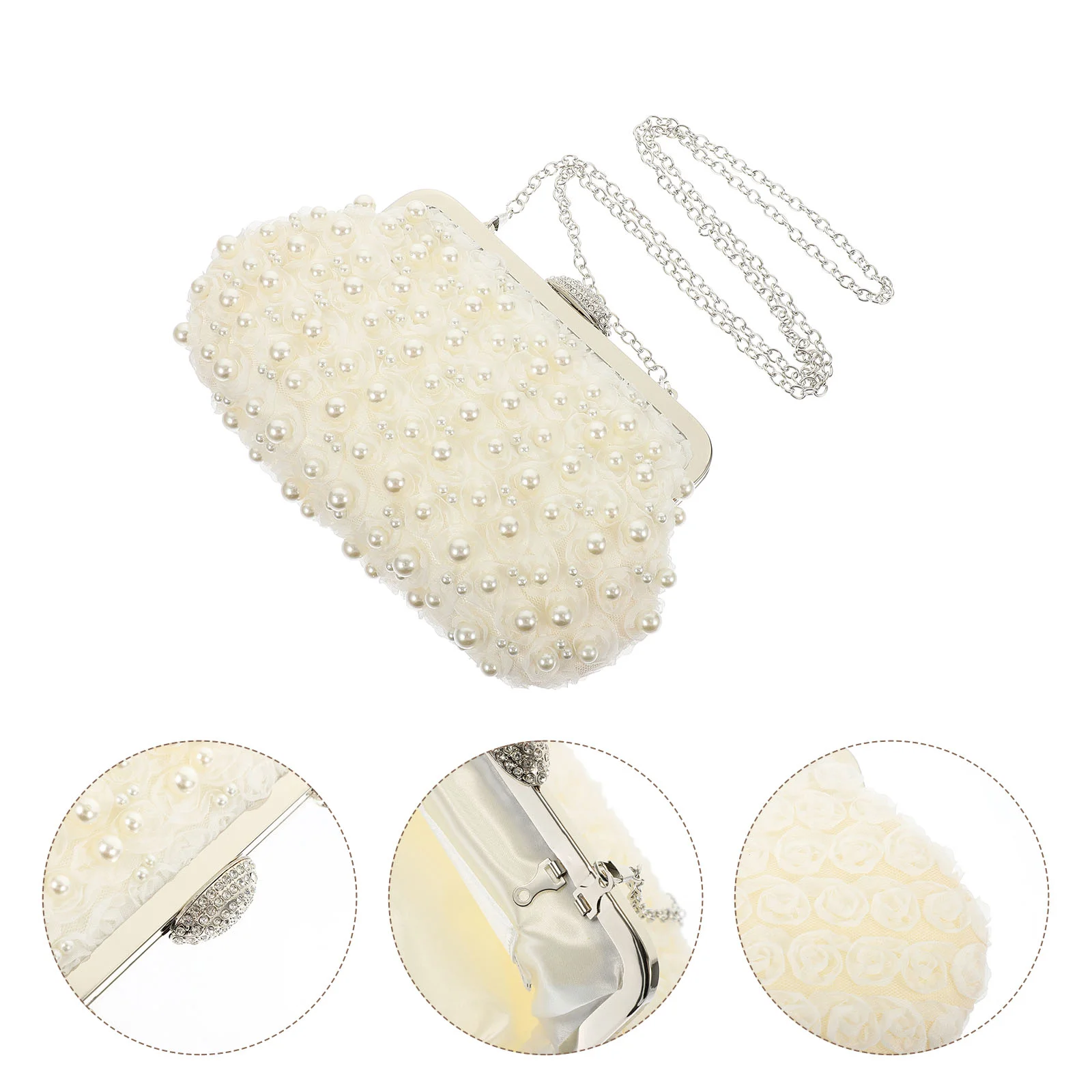 Banquet Bag Fake Pearl Clutch Trendy Purse Small Evening Elegant Handbag for Dinner Party Diamond