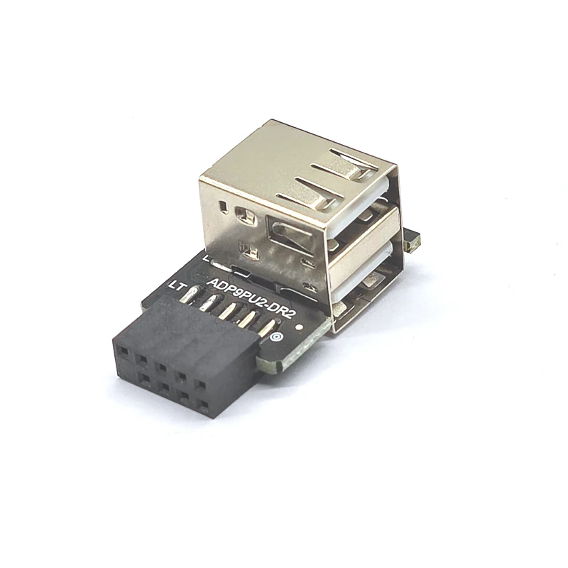 9Pin ช่องเสียบอะแดปเตอร์ USB 2พอร์ตเมนบอร์ดภายในแบบไรเซอร์9Pin ตัวเมียเป็นแบบสอง USB2.0สำหรับอุปกรณ์ USB