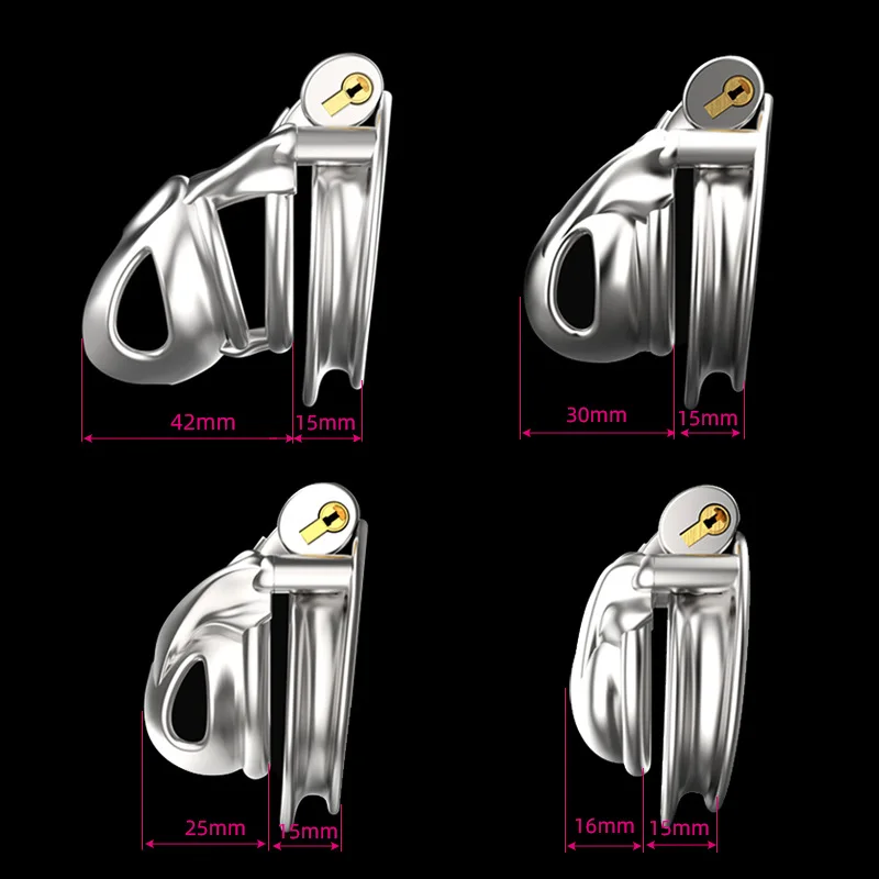 الفولاذ المقاوم للصدأ العفة قفص سيسي ذكر القضيب CB قفل الامتناع عن ممارسة الجنس ضبط النفس المثيرة مجرى البول قفص القضيب الكبار الجنس لعب للرجال 18 + #3