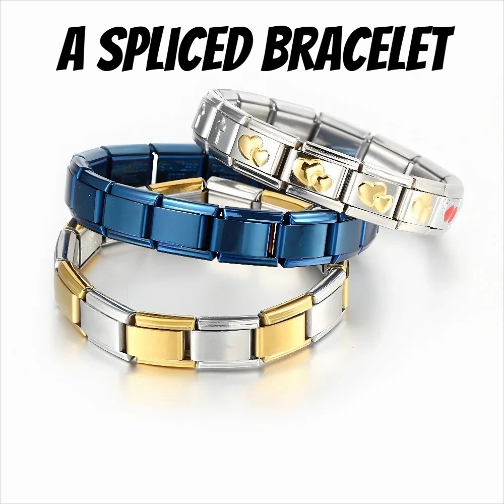 2025 النساء 9 مللي متر الإيطالية مطاطا ستار القلب سحر الفولاذ المقاوم للصدأ الإسورة سوار مجوهرات الأزياء العصرية Y2K مطلية بالذهب ربط DIY بها بنفسك