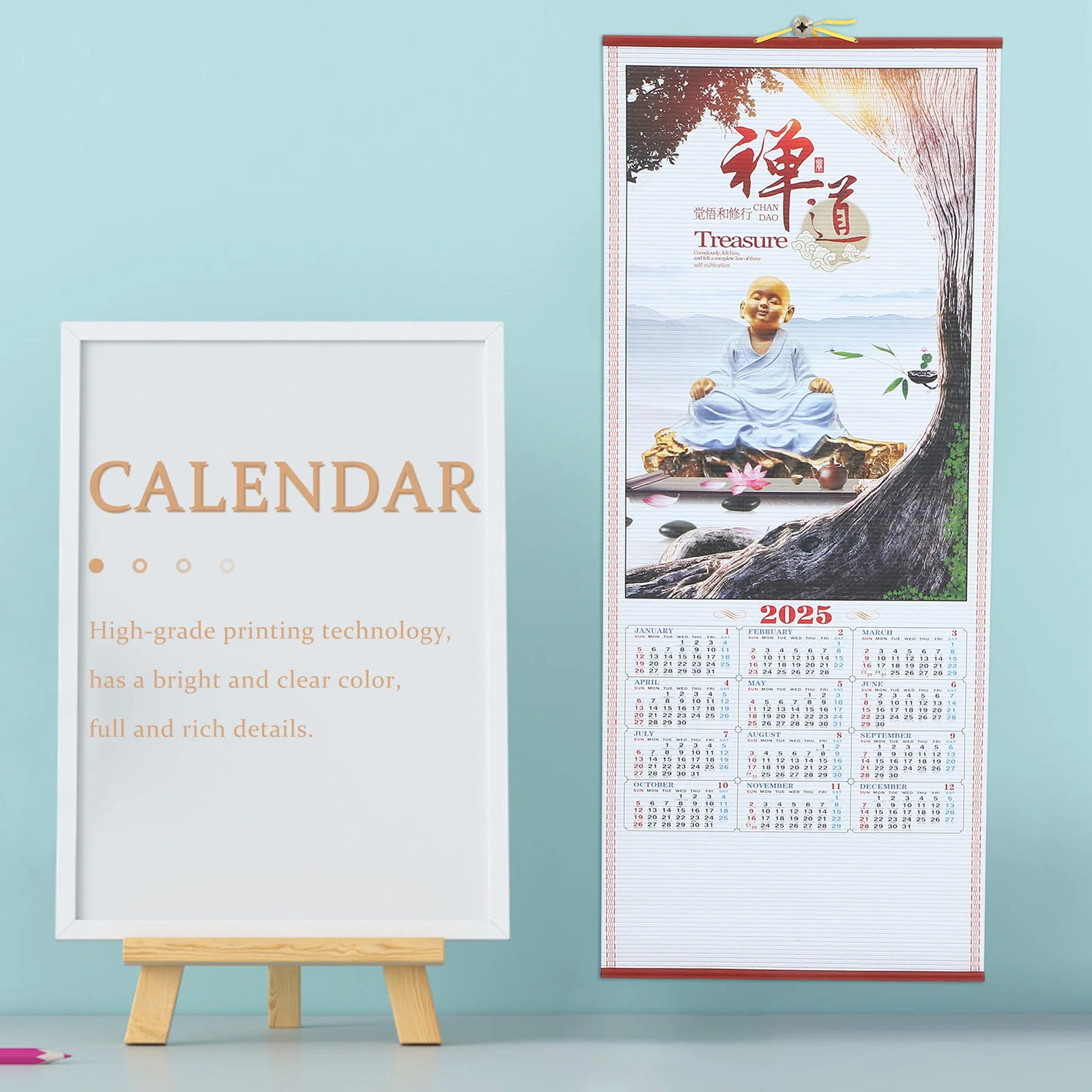 

2025 Hanging Calendar for Wall - Monthly Planner with Clear Print, Perforated Design for Home Office Decor, Snake