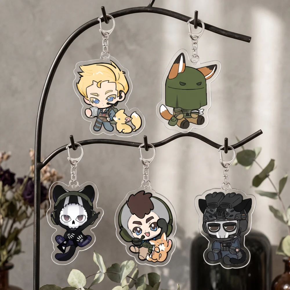 COD Anime Game Acrylic Keychain Ghost Soap König Cute Animal Cat Ear Chibi 5.5cm Keyring Bag Pendant Ita Bag Accessories Gift