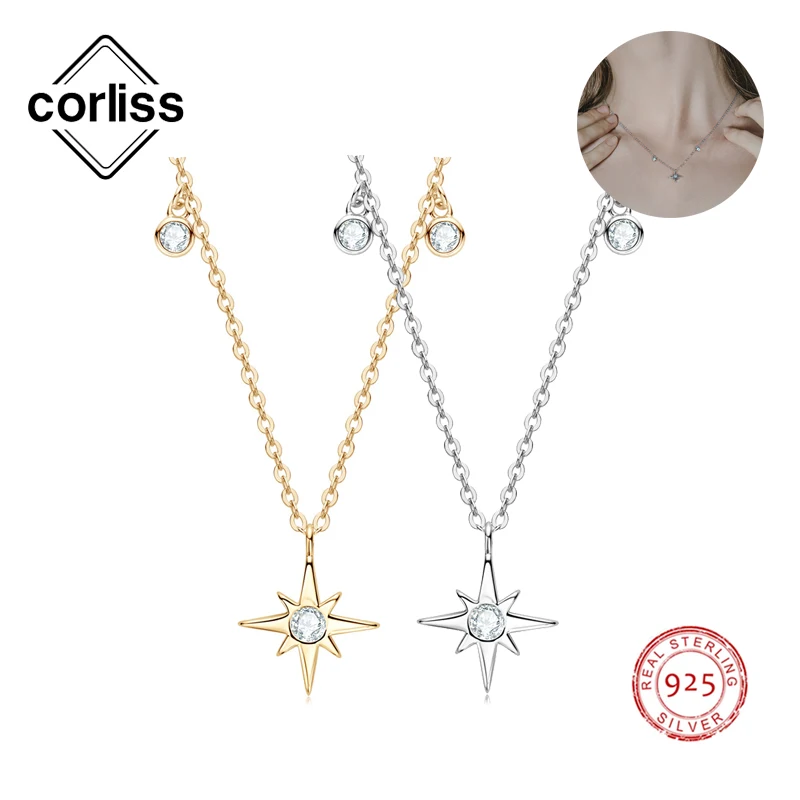 

Corliss Hexagram 925 Sterling Silver Pendant Stacking Necklace Chain Charm Starburst North-Star Virgin Girls Choker Fine Jewelry