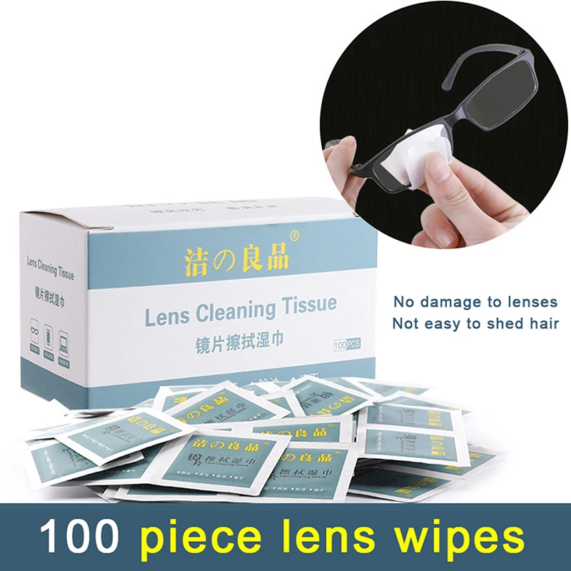 

100 Pieces Disposable Lens Cleaning Paper Glasses Wet Towel Glasses Cloth Wipe The Lens Of Mobile Phone Screen Defog Wet Towel