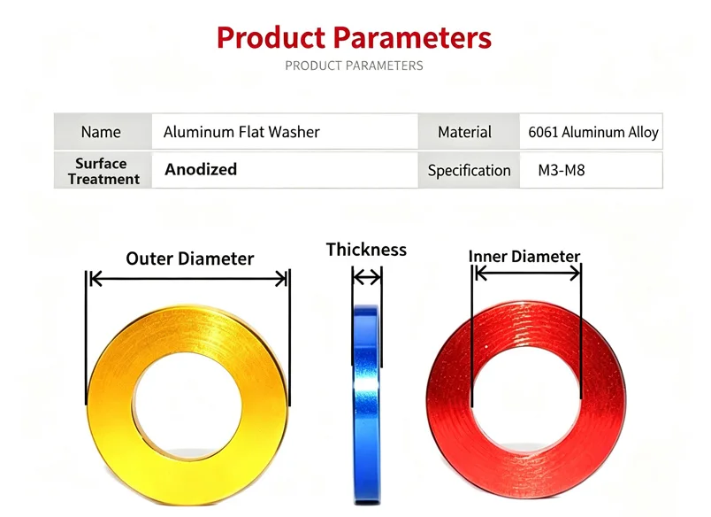 Colorful Aluminum Flat Gasket Washers M4 M5 M6 M8 for RC Car Truck Boat Model Parts