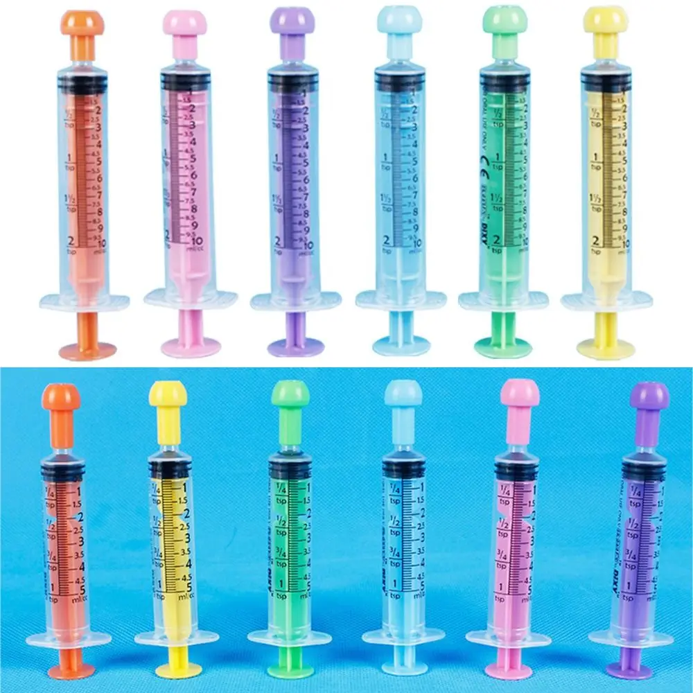 10Pcs 5ml/10ml Color Pet Animals Feeding Large Syringe Feeder Syringe Rubber Stopper Disposable Pump Measuring with Scale